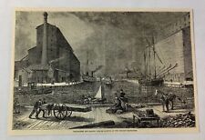 1877 magazine engraving~ BOATS LOADING AT CHICAGO HARBOR picture