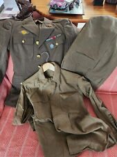 3 Piece Named WW2 Wool Army Uniform With Ribbons And Patches picture
