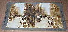 Sterro-Photo Stereoview Up Broadway New York City Trolleys Stores Pedestrians picture