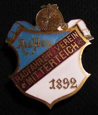 RARE 1892 GERMAN RADFAHRER-VEREIN CYCLING BICYCLE CLUB BADGE MITTERTEICH GERMANY picture