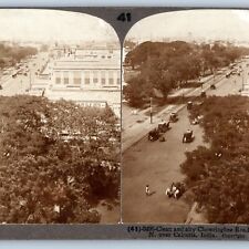 c1900s Calcutta India Chowringhee 1st World Road Stereo Real Photo Horse Car V22 picture