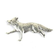 Running Fox Pewter Pin Badge Woodland Vtg Style Retro Classic Heritage picture
