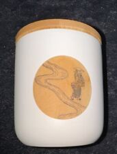 Japanese Tea Container w/Bamboo Lid Miso Ware Ceramic Vintage Pre-owned picture