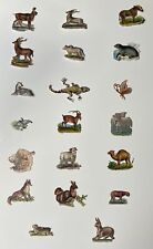 20 Antique Victorian 1880 Embossed Die Cuts ANIMALS Rabbit Seal Camel GERMANY picture