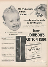 1953 Johnson's Cotton Buds Swabs Baby Careful Mom If That's For Me Print Ad picture