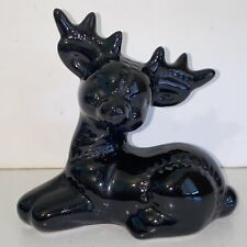 Vintage Ceramic Solid Black Kimple Christmas Reindeer Figurine picture