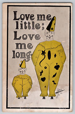 Pierrot Yellow Clown Harlequin Signed Holmes Love me Little Long Postcard 1911 picture