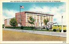 High School Harrisonburg VA World War Memorial Park Foreground Postcard VTG UNP picture