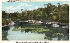 Postcard MI Greetings from Marine City Michigan Water View Vintage PC f7458 picture
