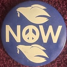 Vintage 1960s ☮️ Vietnam War Peace Now 🕊️ Dove Pin Pinback picture