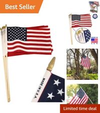 American Flag Stick Flags - 12x18 Inch - Birch Wooden Staff - Made in U.S.A. picture