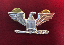 Vintage Colonel Eagle Collar/Shoulder Insignia, Clutch Pin, Silver Filled, KREW picture