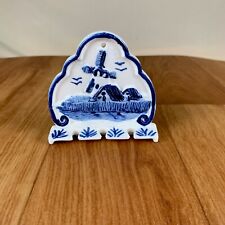 Vintage Delft Hanging Mini 3-Spoon Holder Hand painted Windmill Cottagecore picture