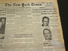 1952 NOV 25 NEW YORK TIMES - EISENHOWER NAMES ADAMS HISS LOSES PLEA - NT 4595 picture