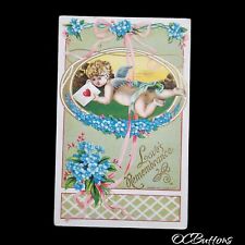 Antique Valentine Greeting Postcard Cherub Delivering Mail Love's Rememberance picture