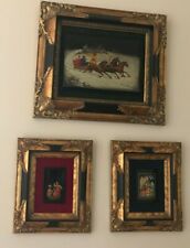 RUSSIAN LACQUER PLAQUE 1956 FEDOSKINO TROIKA READY TO HANG FRAMED LOT OF 3 picture
