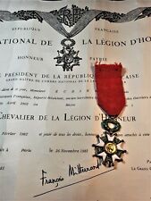 PRESIDENT OF FRANCE FRANCOIS MITTERAND SIGNED DIPLOMA LEGION OF HONOR MEDAL 1981 picture