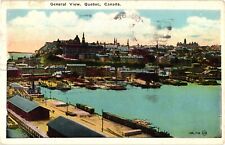 General View Aerial Quebec Canada White Border Postcard 1920s picture