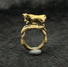 Rare Ancient Beautiful Bronze Roman Ring Bull on Top picture