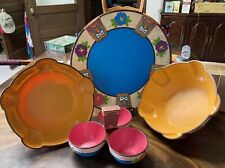 Lot Of 4Tropical Luau Colorful Tiki  Flowers Hard Plastic  Serving Dishes Amscan picture