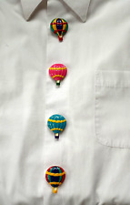 Vintage 80s Colorful Fun Hot Air Balloons Button Covers Set Of 4 picture