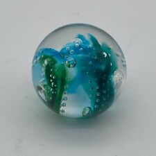Glass Eye Studio 2003 Blue Green Bubbles Paperweight Marked Dated picture