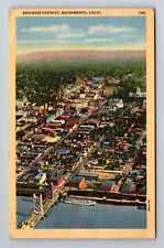 Sacramento CA-California, Aerial Business District, c1944 Vintage Postcard picture