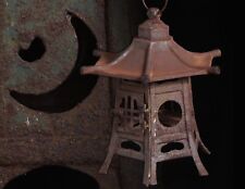 Antique RARE find Hanging iron Lantern, Iron, sun and moon, H 11.5“ Hexagonal picture