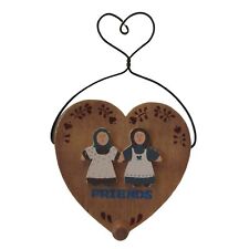 Vintage Amish Dutch Heart Friends Wall Hanging Hook picture