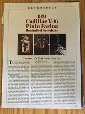 CAD201 VINTAGE Original Article RETROSPECT 1931 Cadillac V-16 Pinin Farina 6 pg picture