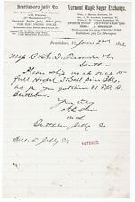1892 BRATTLEBORO JELLY CO LETTERHEAD VERMONT MAPLE EXCHANGE CIDER PICKLES picture