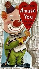 Unused Valentine Clown Amuse Me Real Look Accessory Vtg Greeting Card 1960-70s picture