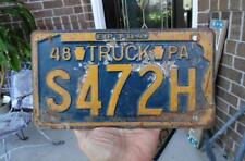 ORIGINAL vintage PENNSYLVANIA PA Truck LICENSE PLATE TAG S472H ~1948-1949~ picture