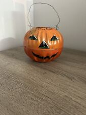 Vintage 1950’s Halloween Jack-O-Lantern Pumpkin Tin Litho US Metal Toy Mfg Co picture