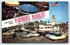 1956 LOS ANGELES CA GREETINGS FROM FARMERS MARKET OLD CARS POSTCARD P3808 picture