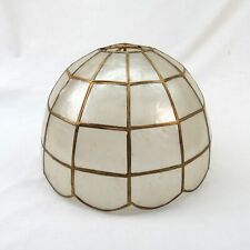 Vintage Capiz Lamp Shade opaque oyster shell gold grid coastal 11