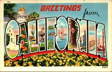 Postcard~Greetings From California~Large Letter~Multiview~Posted c1943 picture
