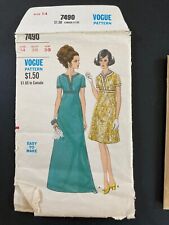 Vintage VOGUE 1969 Sewing Pattern One-Piece Evening Dress #7490 Sz 14 CUT RETRO picture