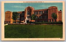 High School Building Radford Virginia Old Car Campus Entrance Vintage Postcard picture