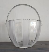 Vintage Fostoria Glass Ice Bucket & Handle Sunray Pattern Clear 4.5”H X 6” D picture