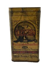 Antique Tin Litho Fuze-on Rubber Co. Weld Tin Can Bath Maine Auto Tires picture