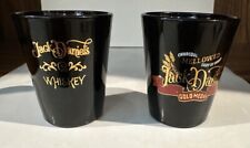 Two Black Jack Daniel’s Whiskey Glasses With Gold Lettering picture