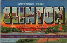 CLINTON, Iowa Large Letter Postcard 