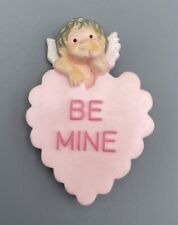 1976 VTG Hallmark PIN Valentines Vintage ANGEL HEART CANDY Be Mine Pink Brooch picture