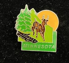 Vintage- Lapel Pin- Minnesota White Tail Buck Deer Sunset Northwoods Pine picture