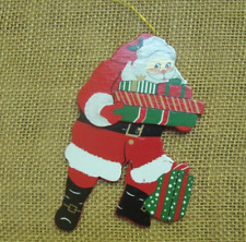 Santa Claus with presents wood diecut Christmas ornament decoration - 5
