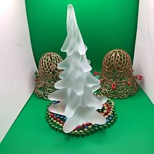 Vintage Clear Frost Twisted Glass Christmas Tree. Original Box 9” H picture