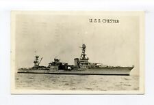 U.S.S. Chester Ship, Cruiser, 1944 RPPC photo postcard, WWII era, hit by torpedo picture