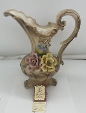 Carpodimonte Italian White with Tan Accents Floral Vase #997. Stands 14”. picture