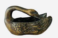 Vtg Toyo Korea Brass Goose Swan Sculpture Planter Figurine “Unique” picture